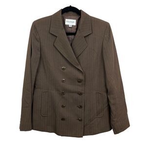 Emanuel Ungaro Womens Blazer Suit Double Breasted Lined Pinstripe Brown Sz 8/42*